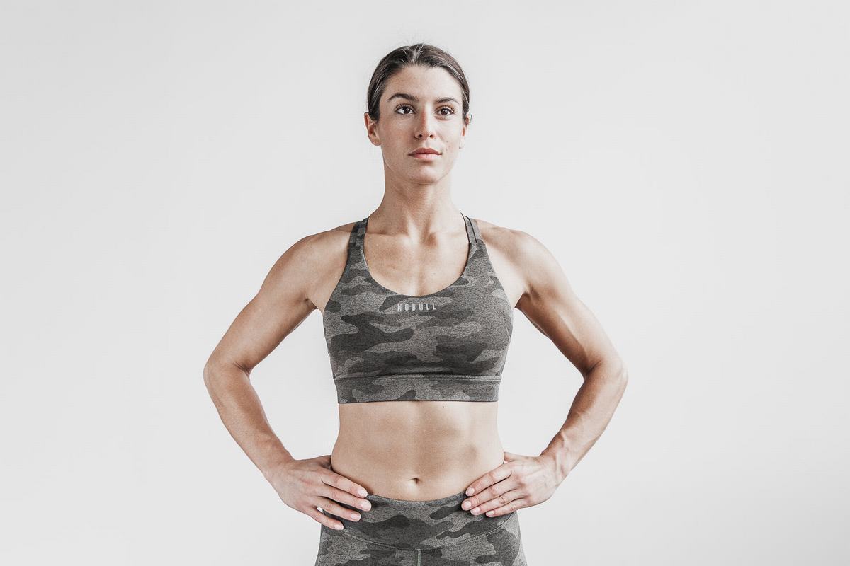 Soutien Gorge Sport Nobull Pace Plush Heather Femme Camouflage Foncé | XT3459082