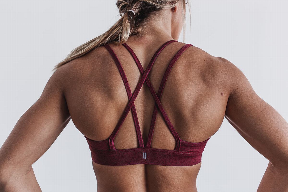 Soutien Gorge Sport Nobull Plush Heather Femme Rouge Foncé | NS9384125