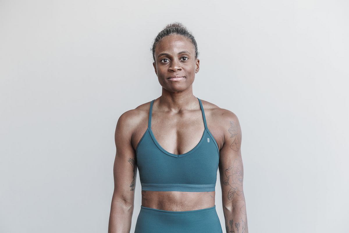 Soutien Gorge Sport Nobull V-Neck Matte Femme Turquoise Foncé | IH8571924