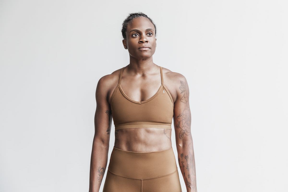 Soutien Gorge Sport Nobull V-Neck Matte Femme Marron | UJ4913085