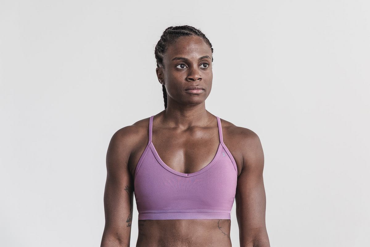 Soutien Gorge Sport Nobull V-Neck Matte Femme Violette | UK1760825