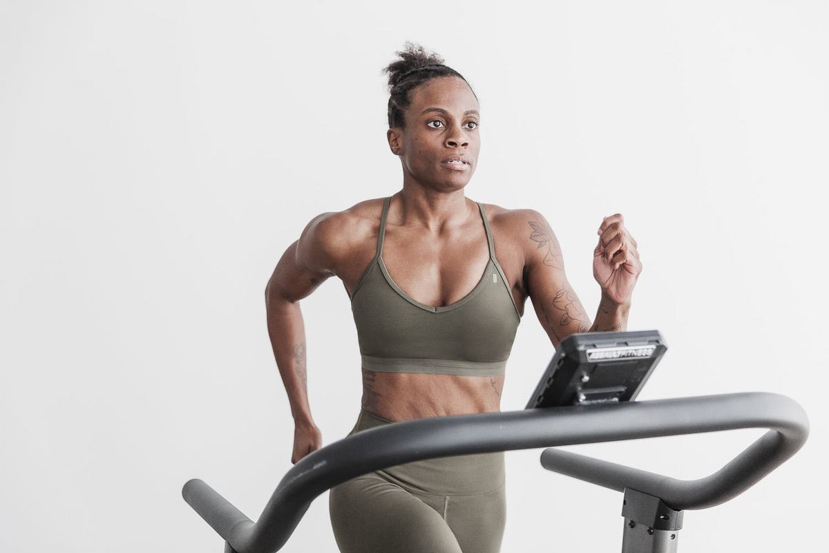 Soutien Gorge Sport Nobull V-Neck Matte Femme Vert Olive | UM4781905