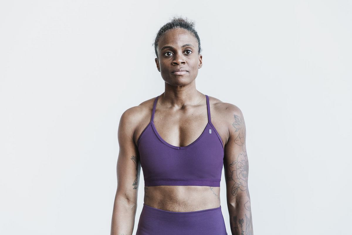 Soutien Gorge Sport Nobull V-Neck Matte Femme Violette | XA4790258