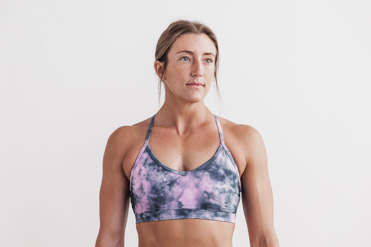 Soutien Gorge Sport Nobull V-Neck Tie-Dye Femme Rose | KR0654178