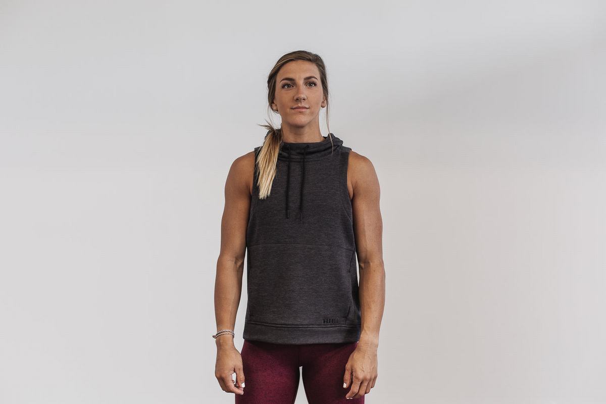 Sweat À Capuche Nobull Microplush Sans Manches Femme Grise Foncé | AJ4325860