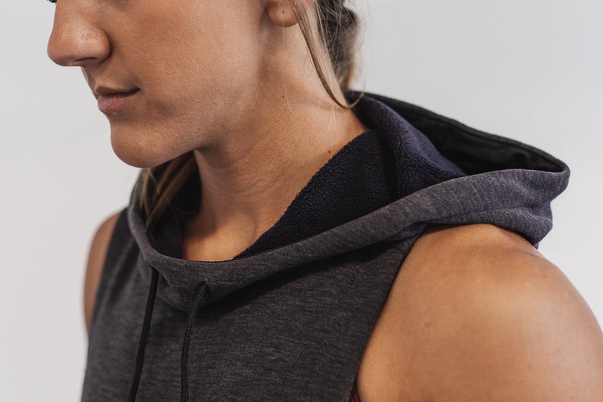 Sweat À Capuche Nobull Microplush Sans Manches Femme Grise Foncé | AJ4325860