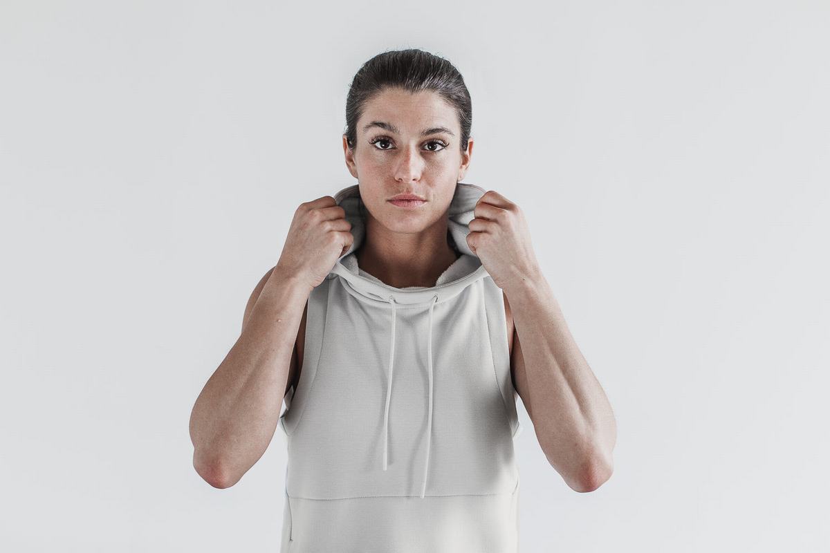 Sweat À Capuche Nobull Microplush Sans Manches Femme Grise | DV1964023