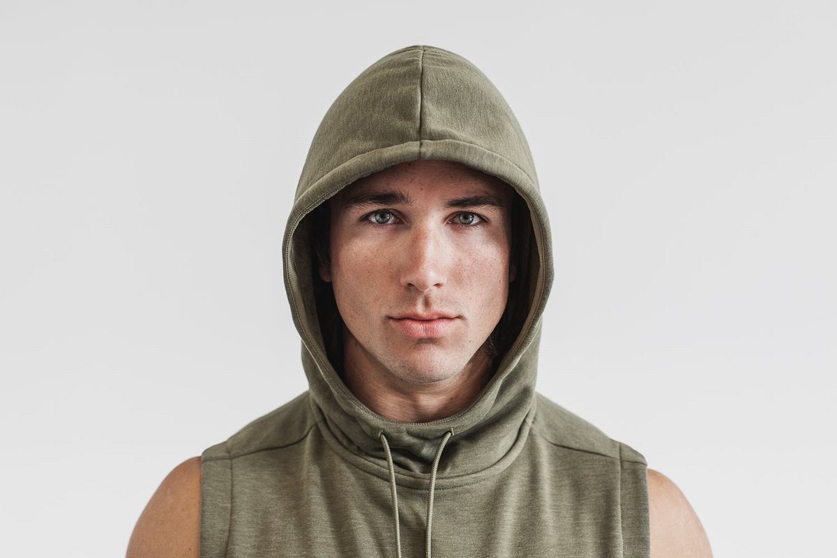 Sweat À Capuche Nobull Microplush Sans Manches Homme Vert | DX2509618