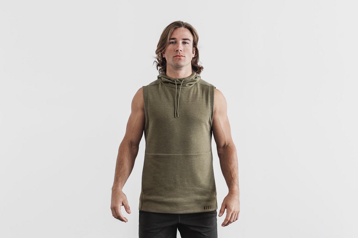 Sweat À Capuche Nobull Microplush Sans Manches Homme Vert | DX2509618