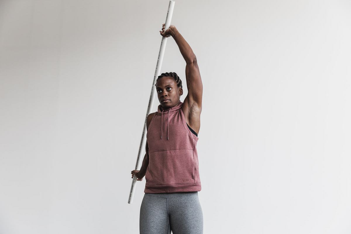 Sweat À Capuche Nobull Microplush Sans Manches Femme Rouge | HI6182974