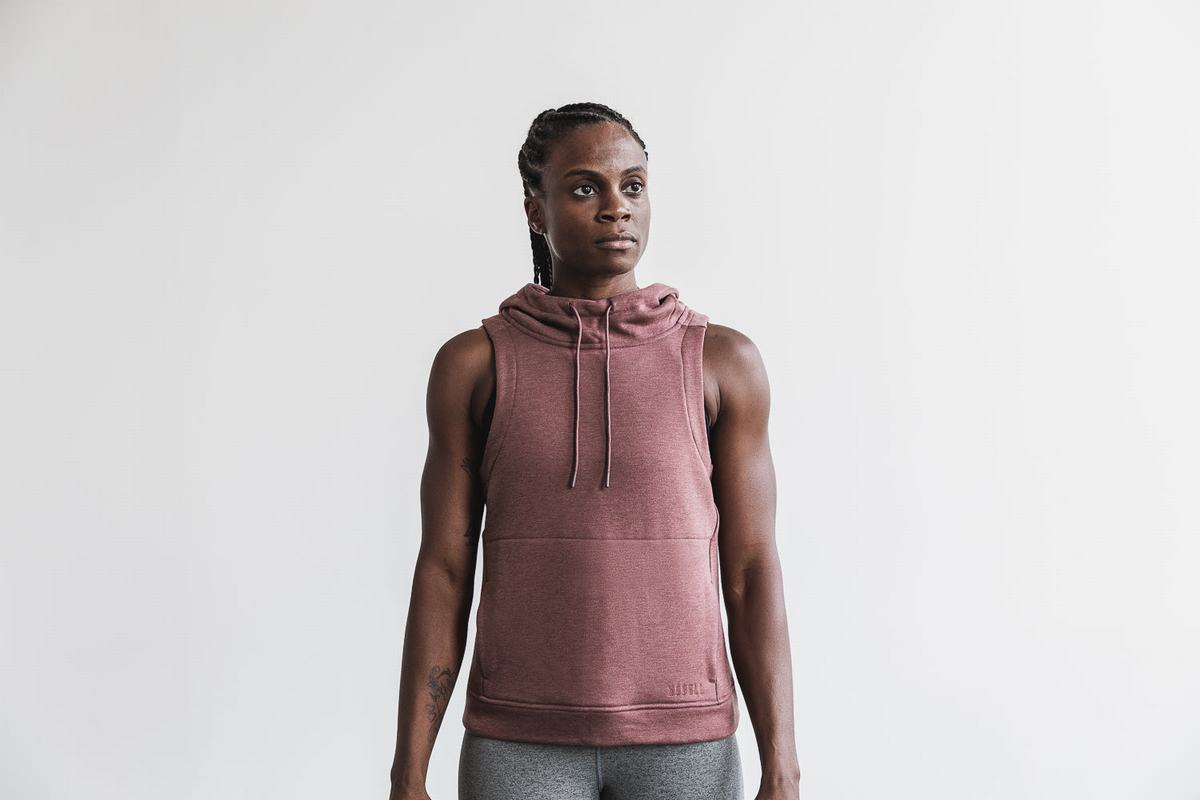 Sweat À Capuche Nobull Microplush Sans Manches Femme Rouge | HI6182974