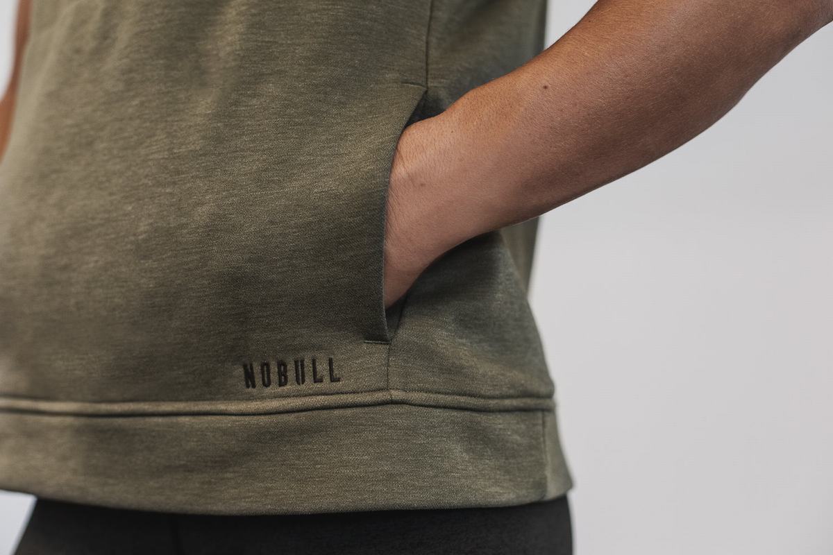 Sweat À Capuche Nobull Microplush Sans Manches Femme Vert | JE5627043