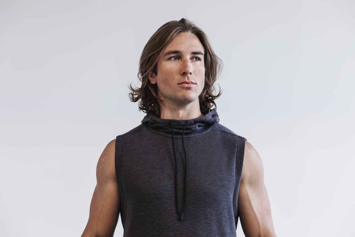 Sweat À Capuche Nobull Microplush Sans Manches Homme Grise Foncé | OM9547301