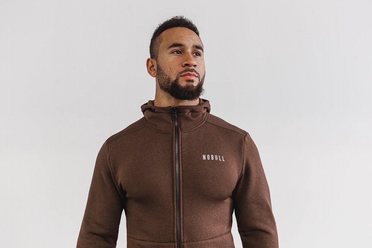Sweat À Capuche Nobull Performance Zip-up Homme Cafe | EN0946158