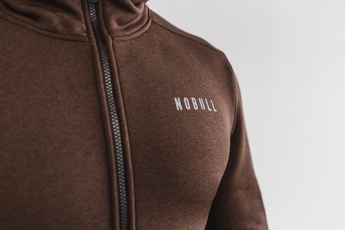 Sweat À Capuche Nobull Performance Zip-up Homme Cafe | EN0946158