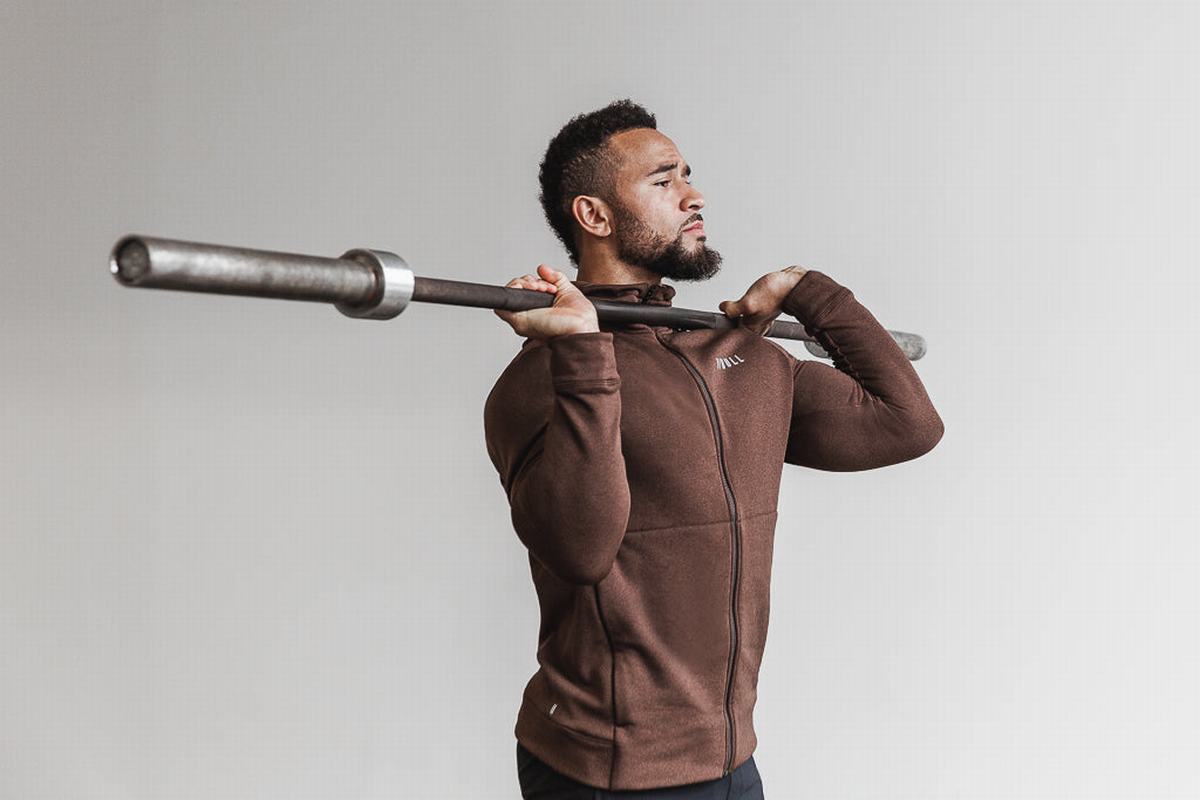 Sweat À Capuche Nobull Performance Zip-up Homme Cafe | EN0946158