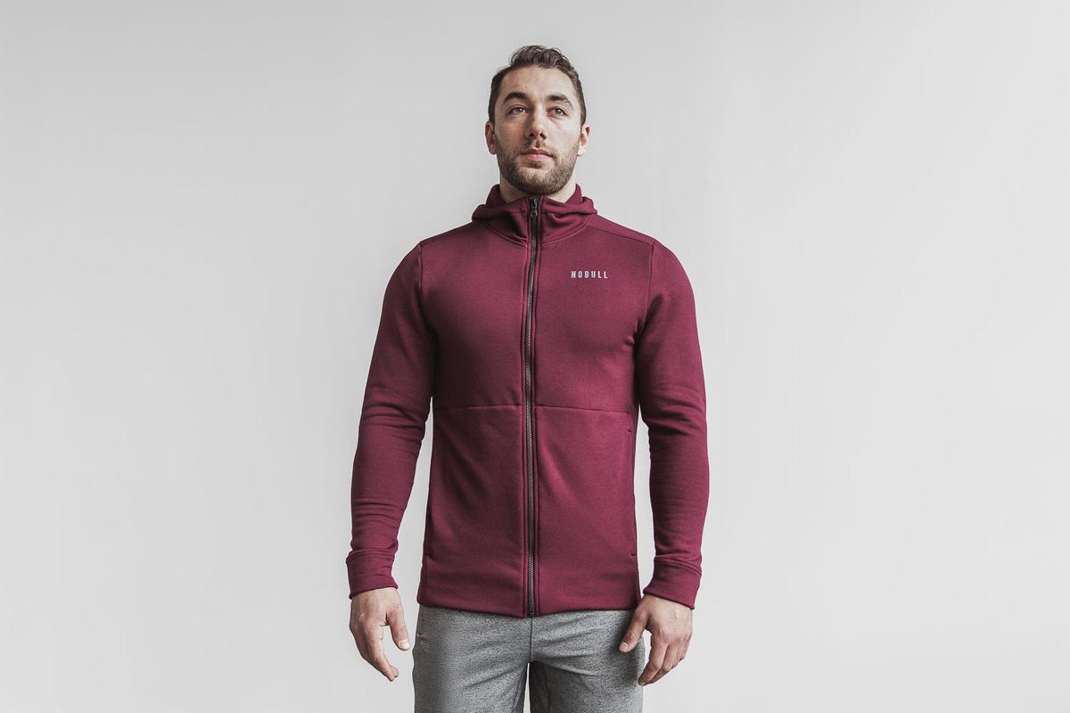 Sweat À Capuche Nobull Performance Zip-up Homme Rouge Foncé | HJ8319572