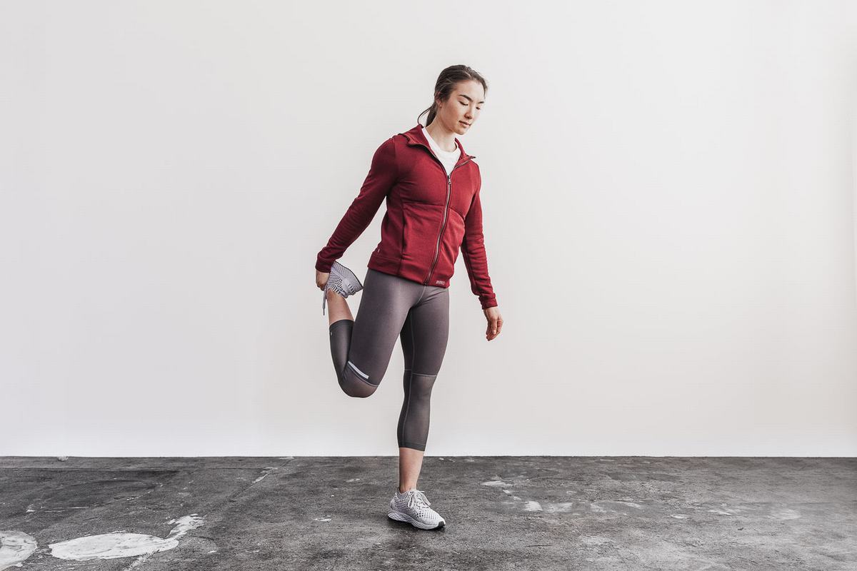 Sweat À Capuche Nobull Performance Zip-up Femme Grise Bleu | IK3268047