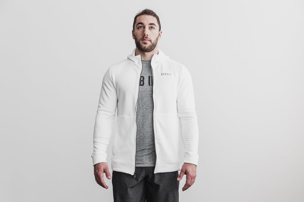 Sweat À Capuche Nobull Performance Zip-up Homme Blanche | KY3841520