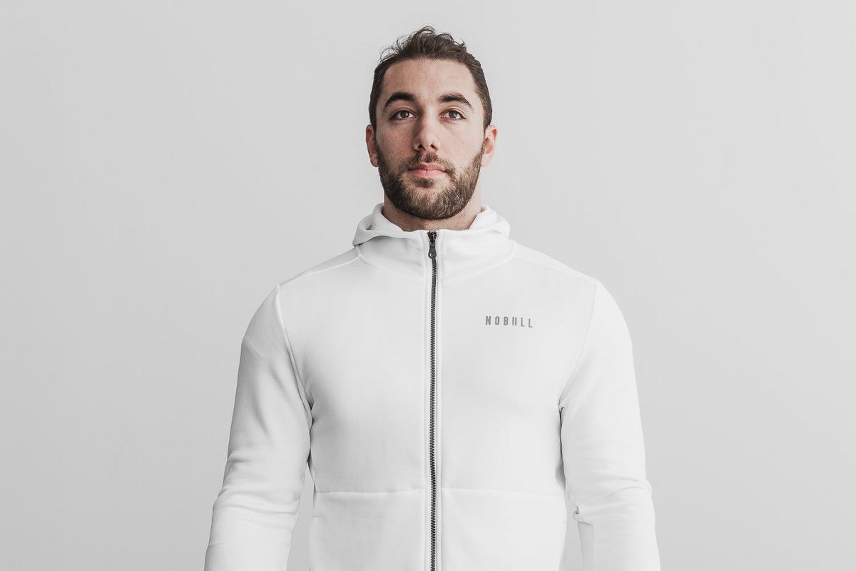Sweat À Capuche Nobull Performance Zip-up Homme Blanche | KY3841520