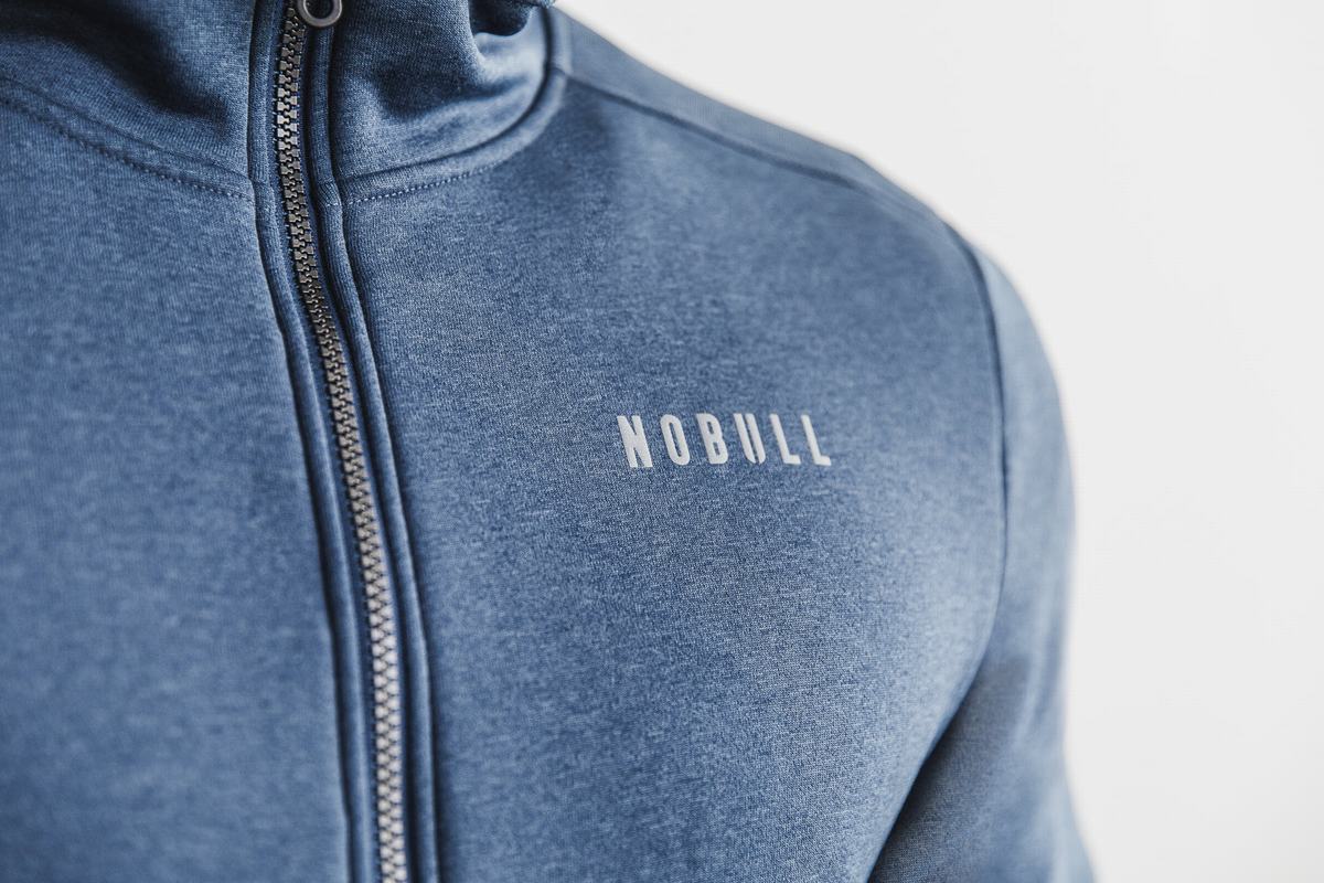 Sweat À Capuche Nobull Performance Zip-up Homme Grise Bleu | LB1723948
