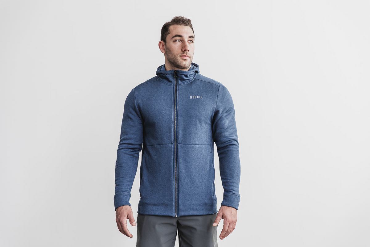 Sweat À Capuche Nobull Performance Zip-up Homme Grise Bleu | LB1723948