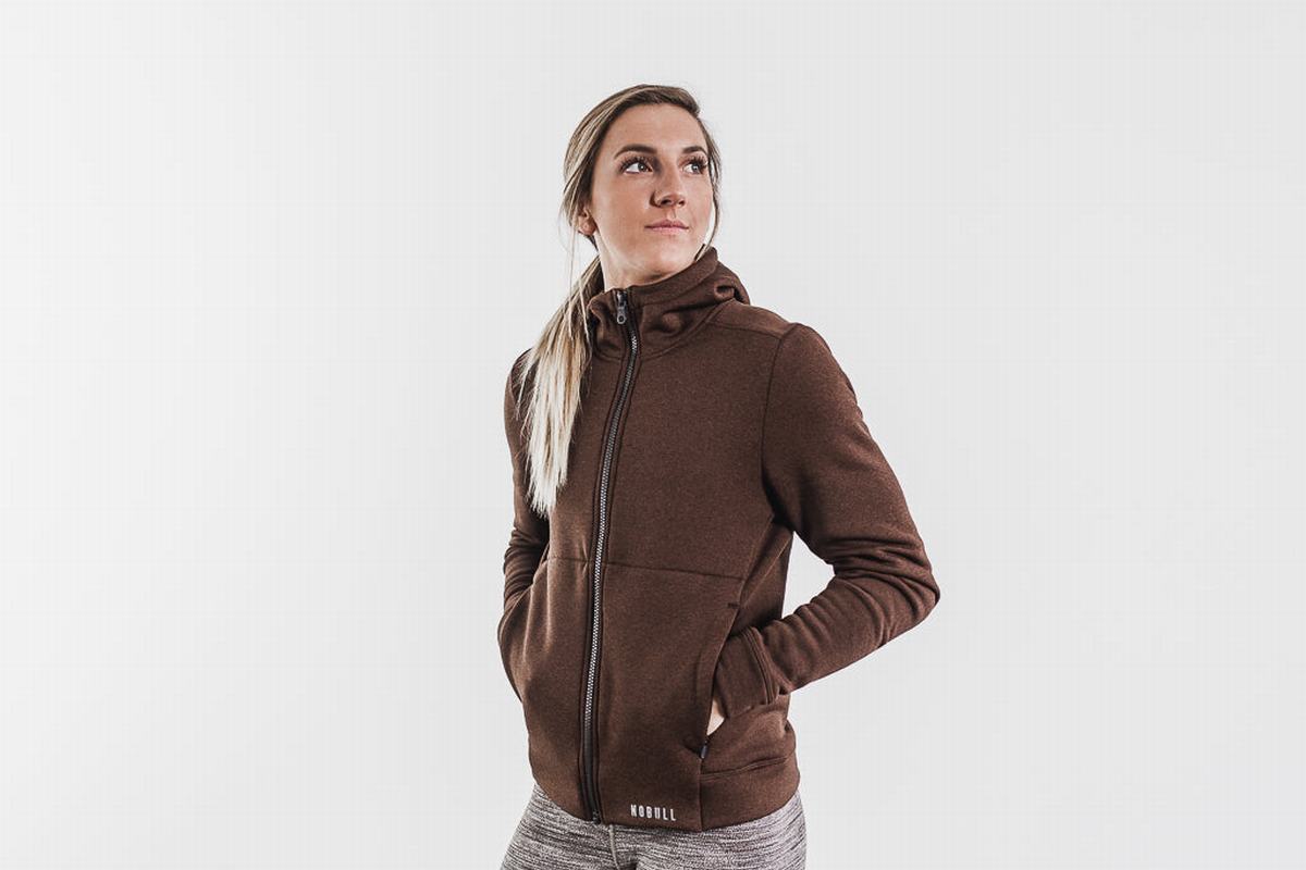 Sweat À Capuche Nobull Performance Zip-up Femme Grise Foncé | OG5094178