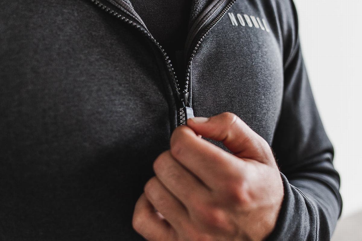 Sweat À Capuche Nobull Performance Zip-up Homme Grise Foncé | XA1872360