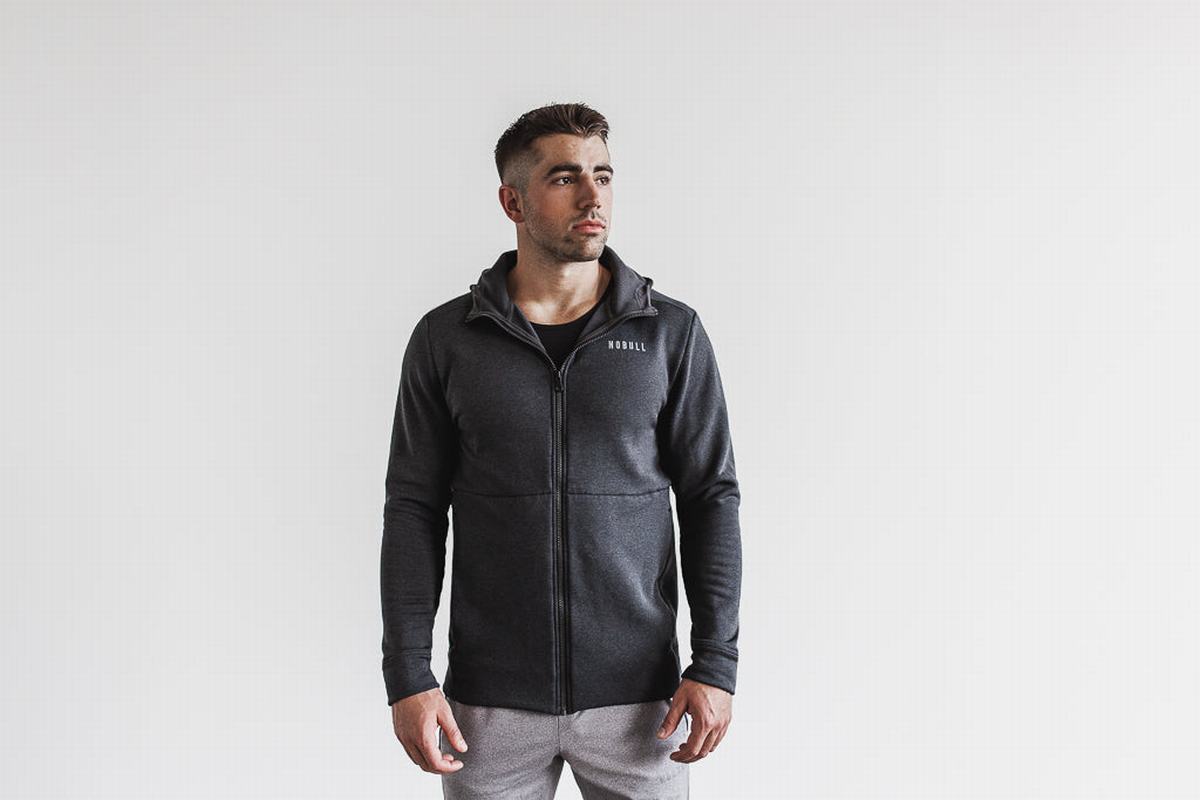 Sweat À Capuche Nobull Performance Zip-up Homme Grise Foncé | XA1872360