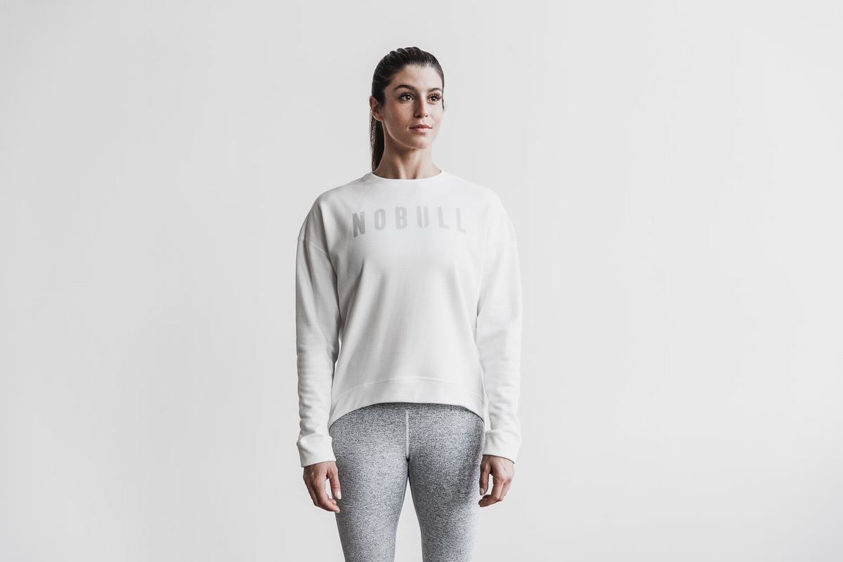 Sweatshirt Nobull Crew Femme Blanche | SQ1302897