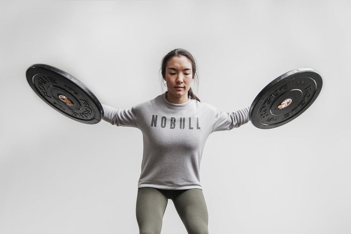 Sweatshirt Nobull Crew Femme Grise Clair | PU9236047