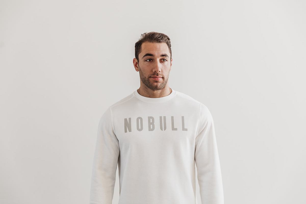 Sweatshirt Nobull Crew Homme Blanche | GO4826519