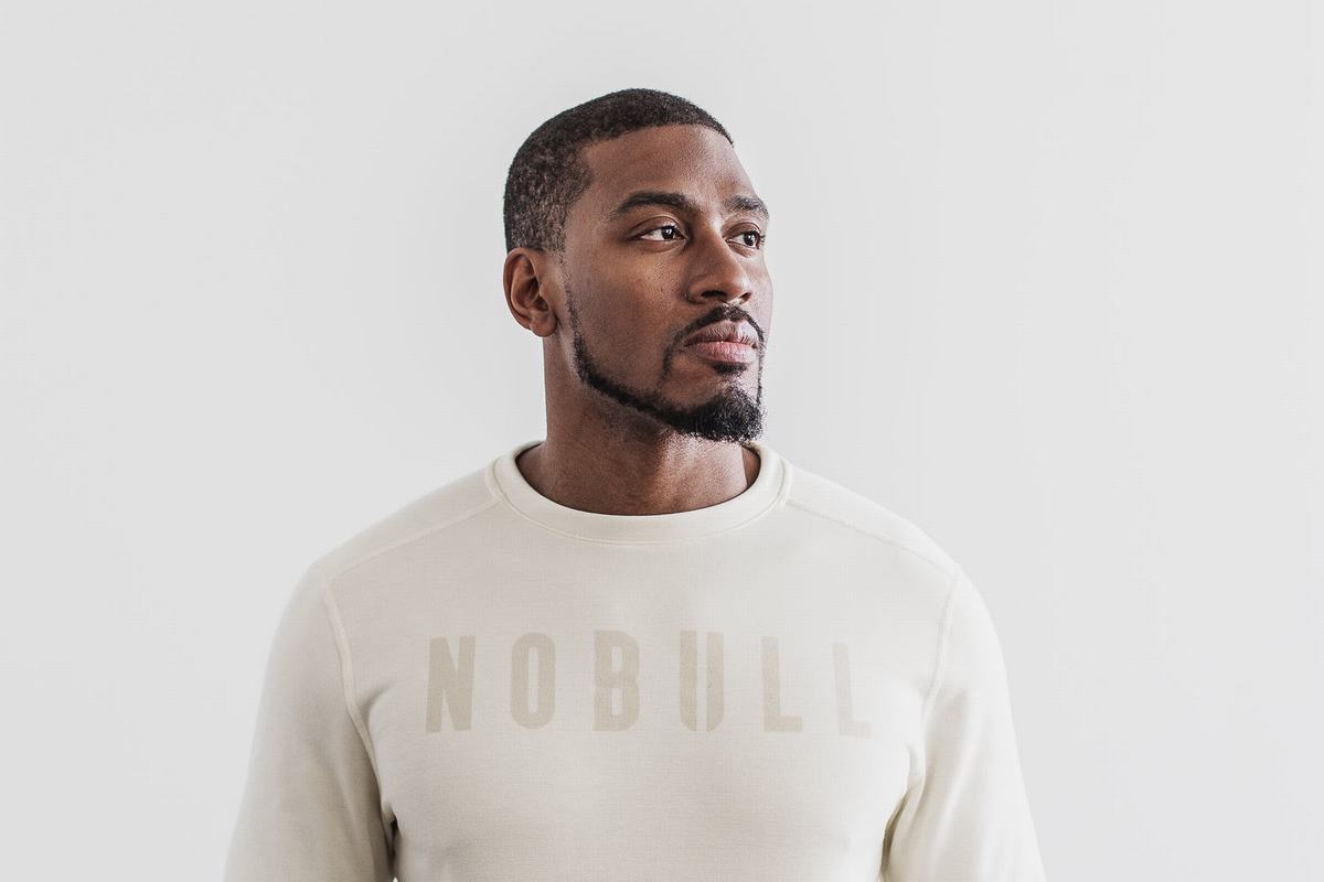 Sweatshirt Nobull Crew Homme Blanche | IQ3562194