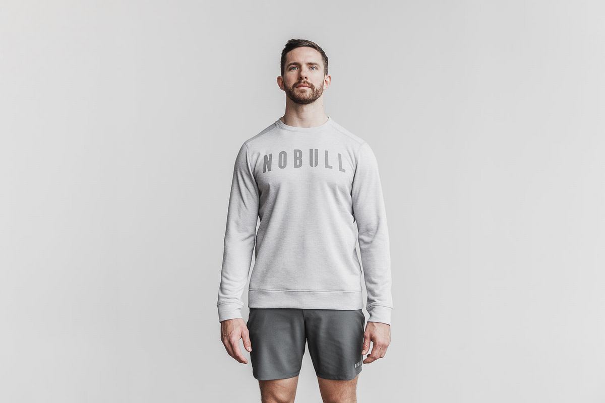Sweatshirt Nobull Crew Homme Grise Clair | TX1274398