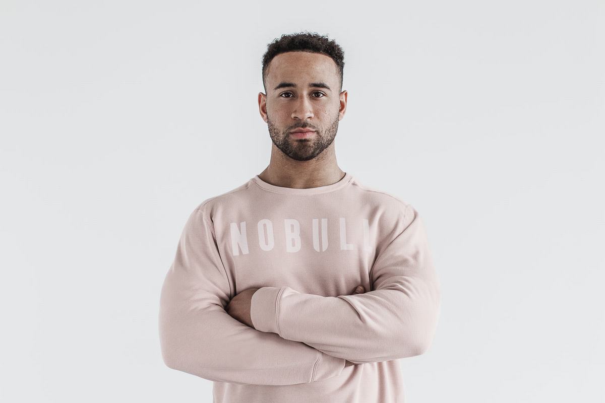 Sweatshirt Nobull Crew Homme Rose | ZM7649381