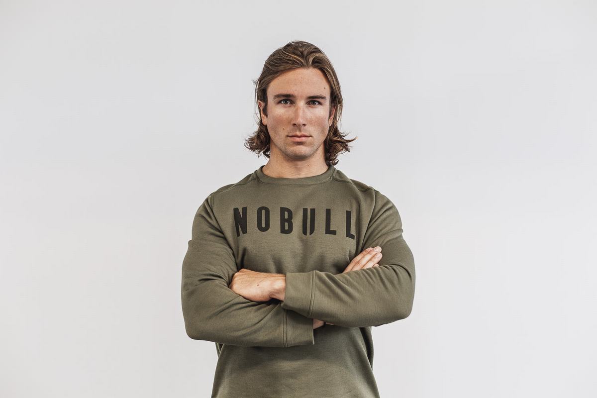 Sweatshirt Nobull Crew Homme Vert | XC9471865