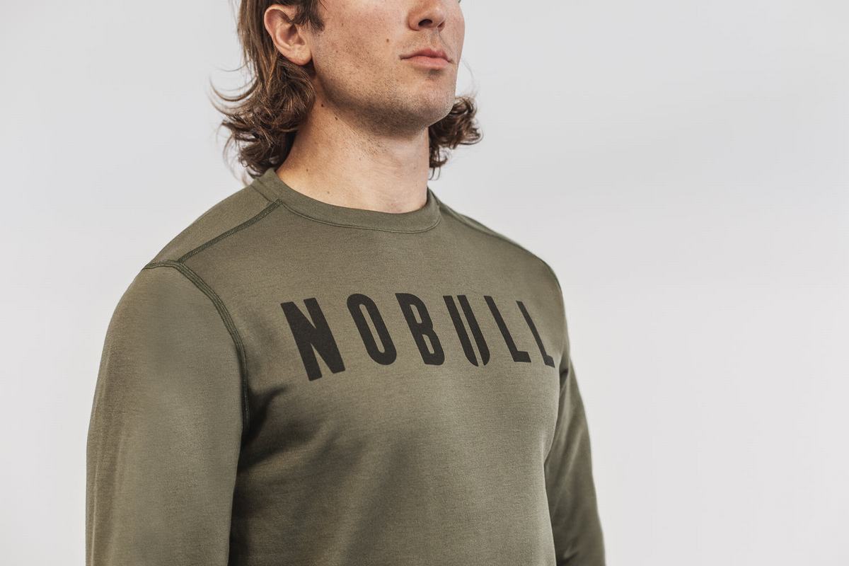 Sweatshirt Nobull Crew Homme Vert | XC9471865
