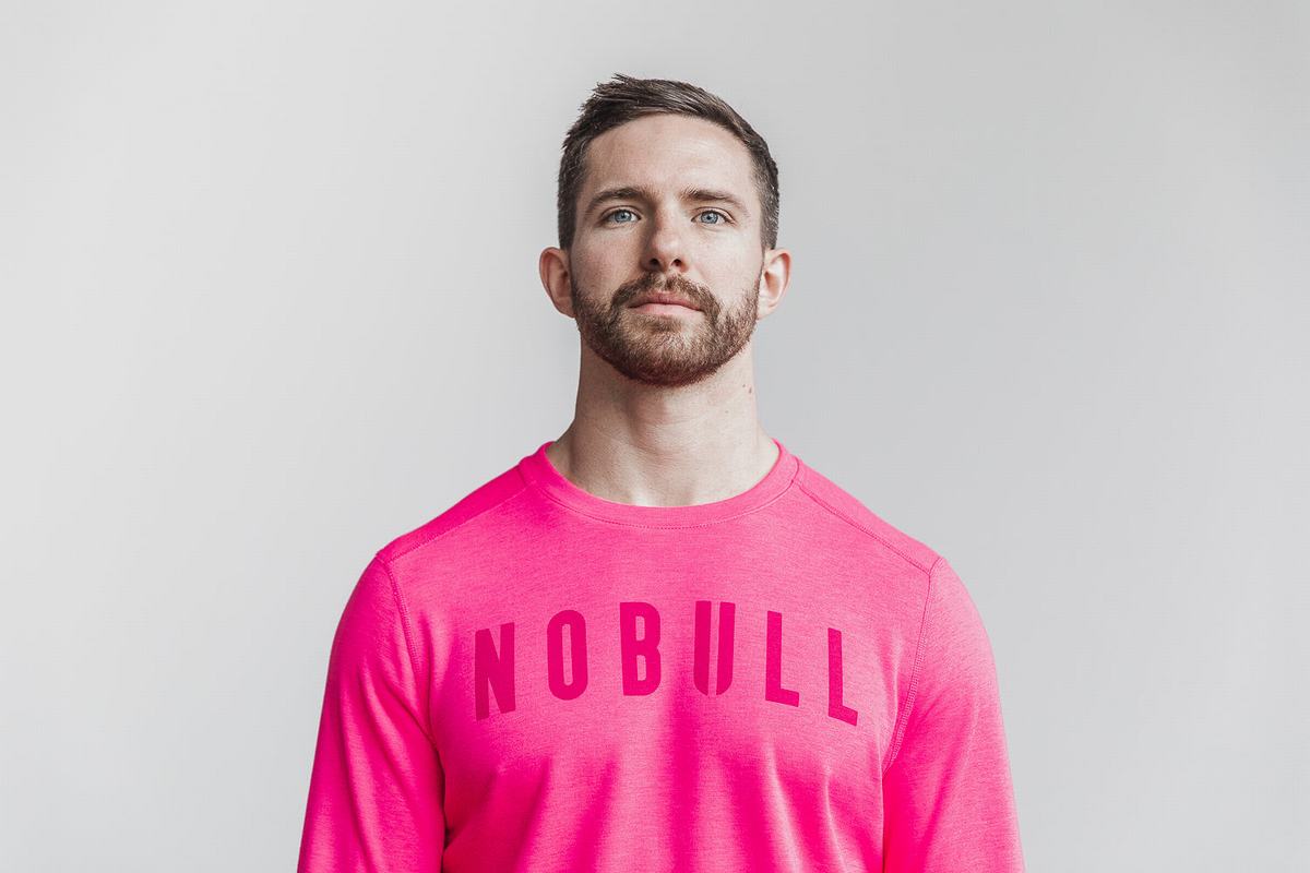 Sweatshirt Nobull Crew Neon Homme Rose | TA1623479