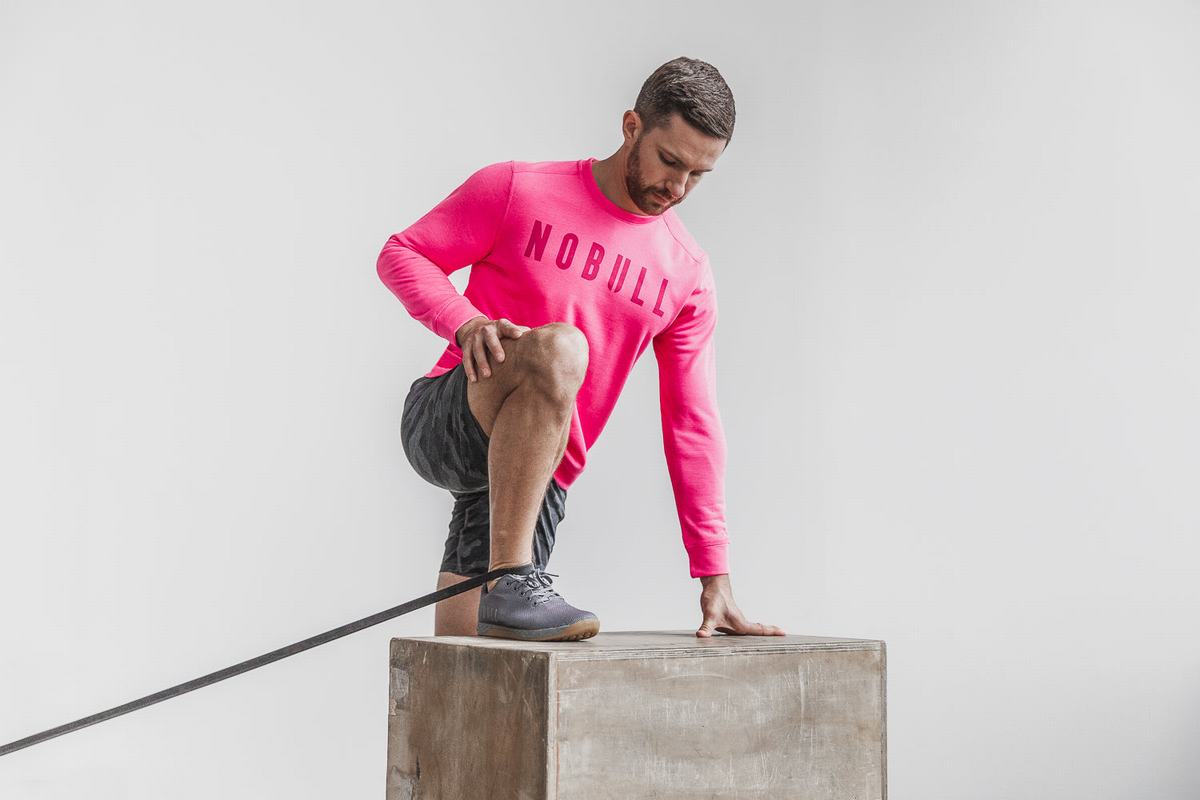 Sweatshirt Nobull Crew Neon Homme Rose | TA1623479