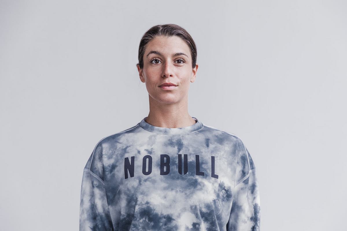 Sweatshirt Nobull Crew Tie-Dye Femme Blanche | AE8415309