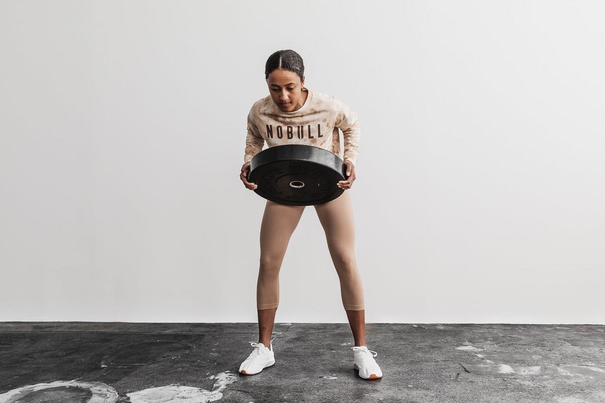 Sweatshirt Nobull Crew Tie-Dye Femme Blanche | LY4972051