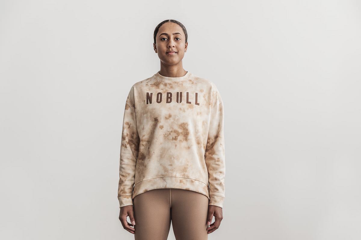 Sweatshirt Nobull Crew Tie-Dye Femme Blanche | LY4972051