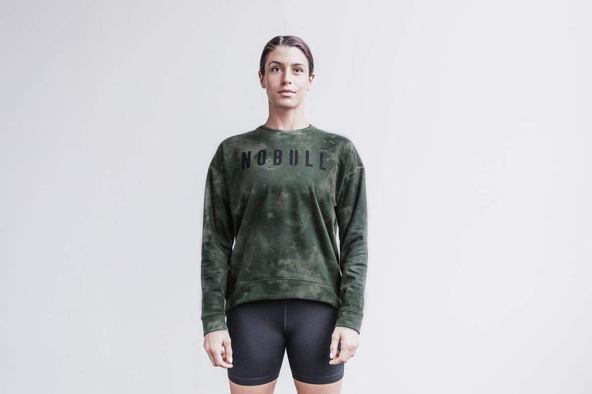 Sweatshirt Nobull Crew Tie-Dye Femme Vert | HC6305148