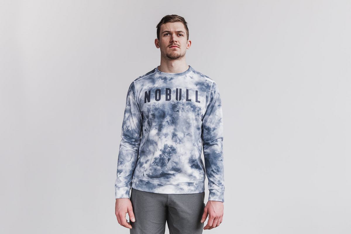 Sweatshirt Nobull Crew Tie-Dye Homme Blanche | VH9630215