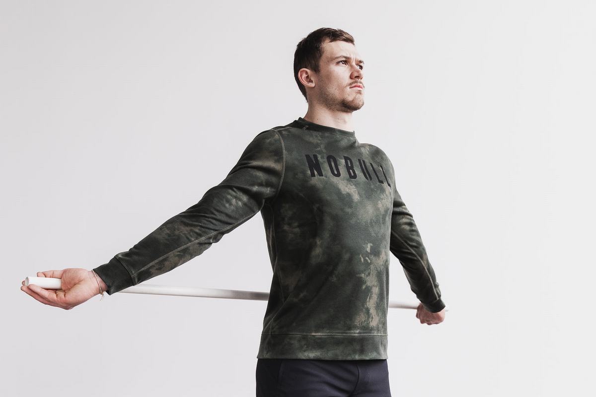 Sweatshirt Nobull Crew Tie-Dye Homme Vert | IJ1608239