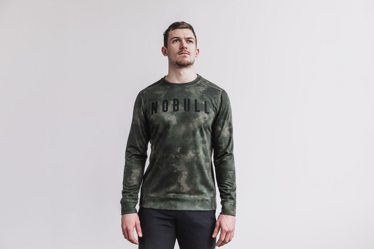 Sweatshirt Nobull Crew Tie-Dye Homme Vert | IJ1608239