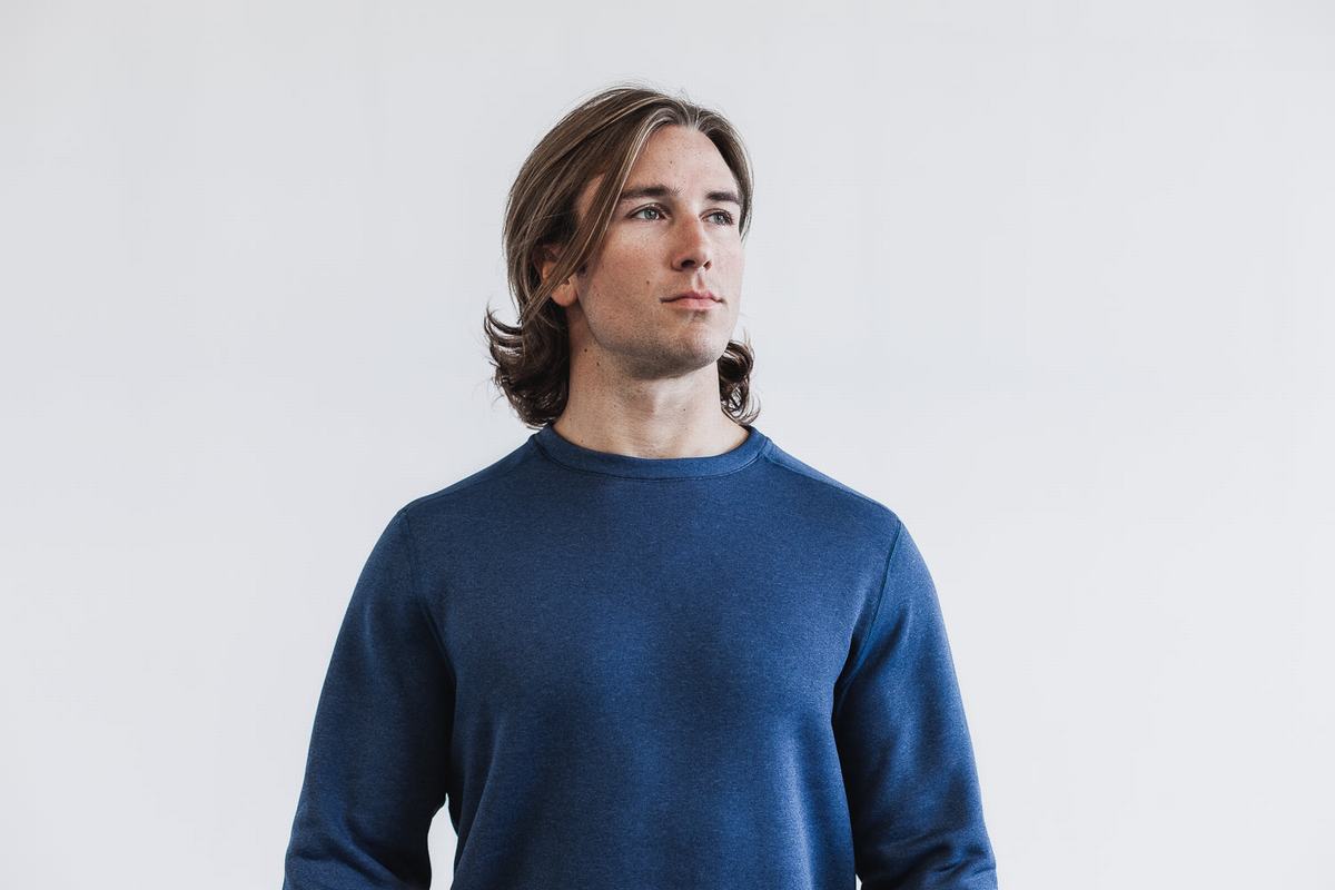Sweatshirt Nobull Performance Crew Homme Grise Bleu | BU4130792