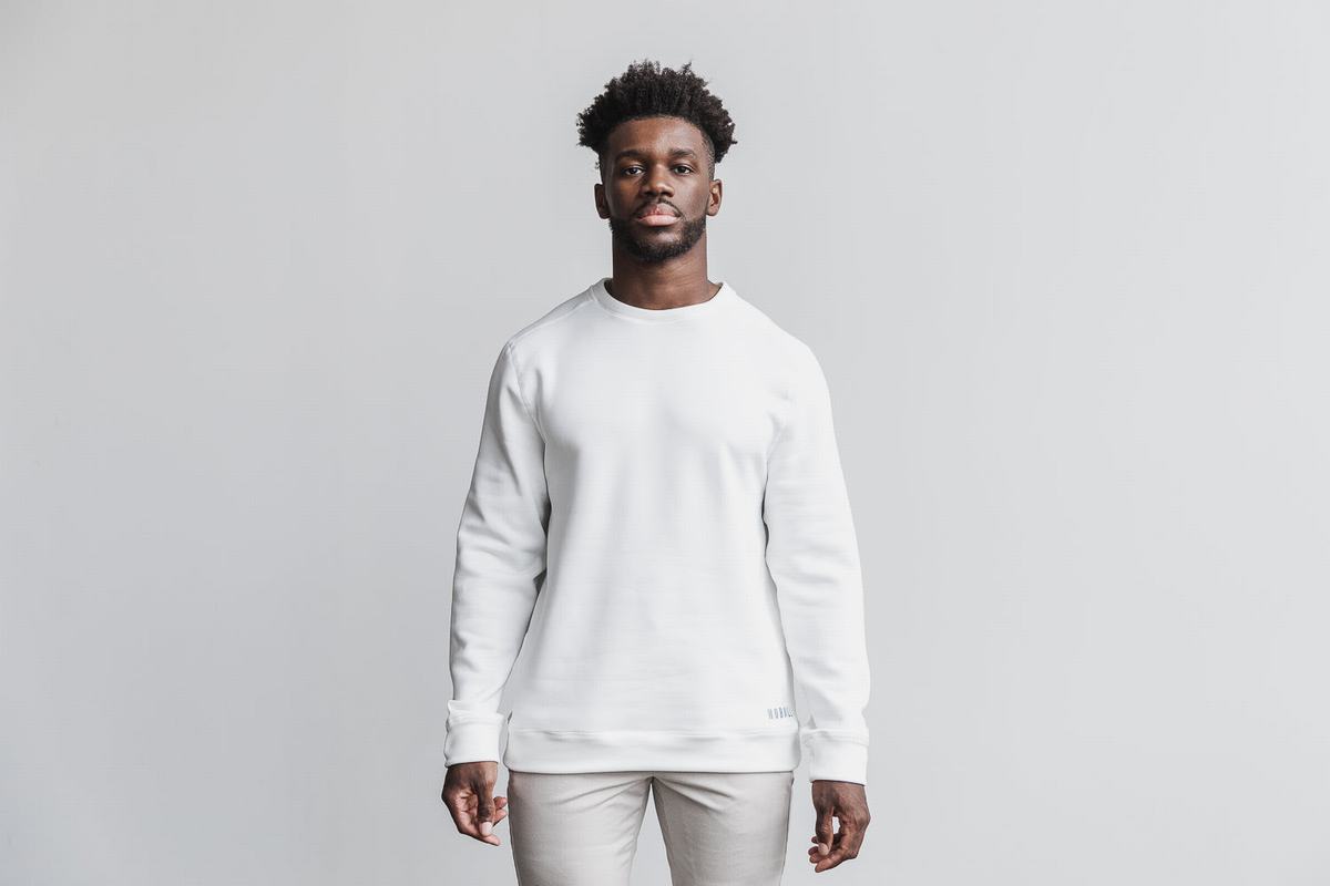 Sweatshirt Nobull Performance Crew Homme Blanche | TJ5463287