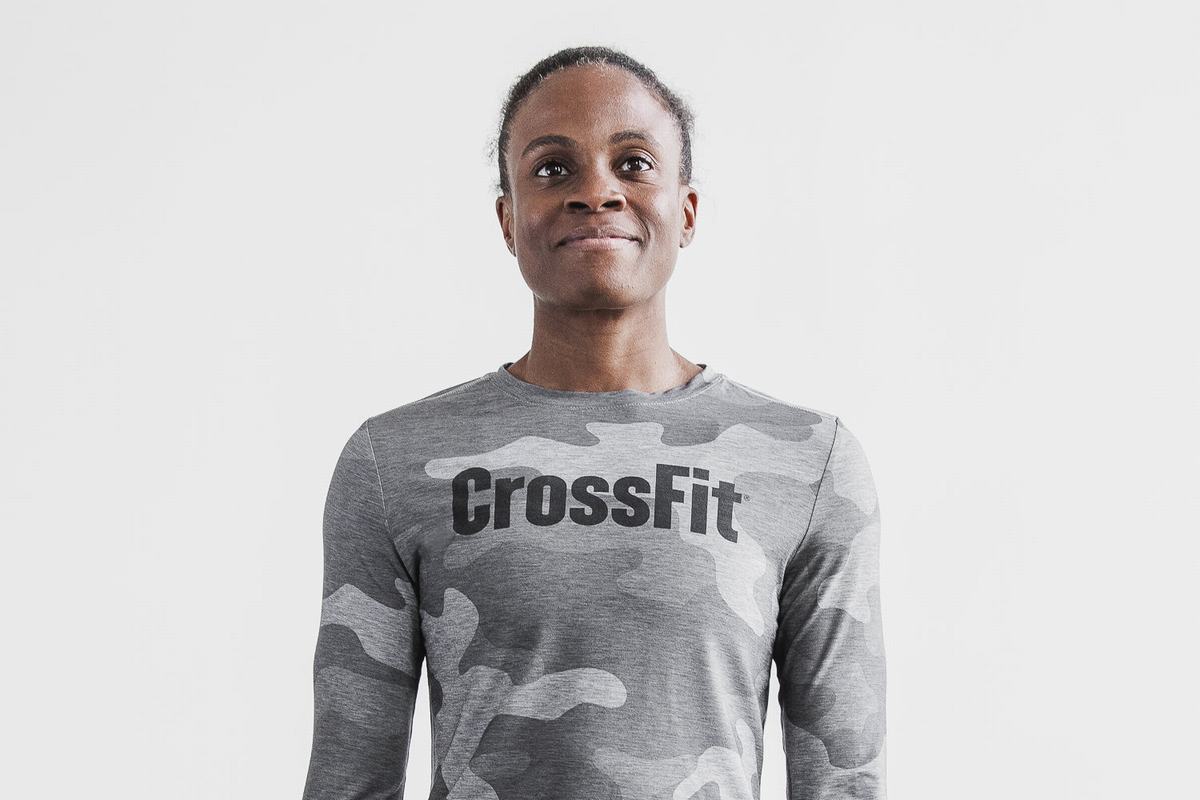 T-Shirt Manche Longue Nobull Crossfit® Femme Grise Camouflage | GL6735418