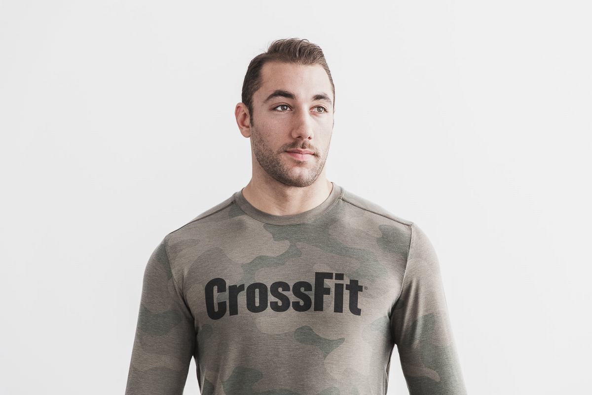 T-Shirt Manche Longue Nobull Crossfit® Homme Vert Camouflage | HY4963025